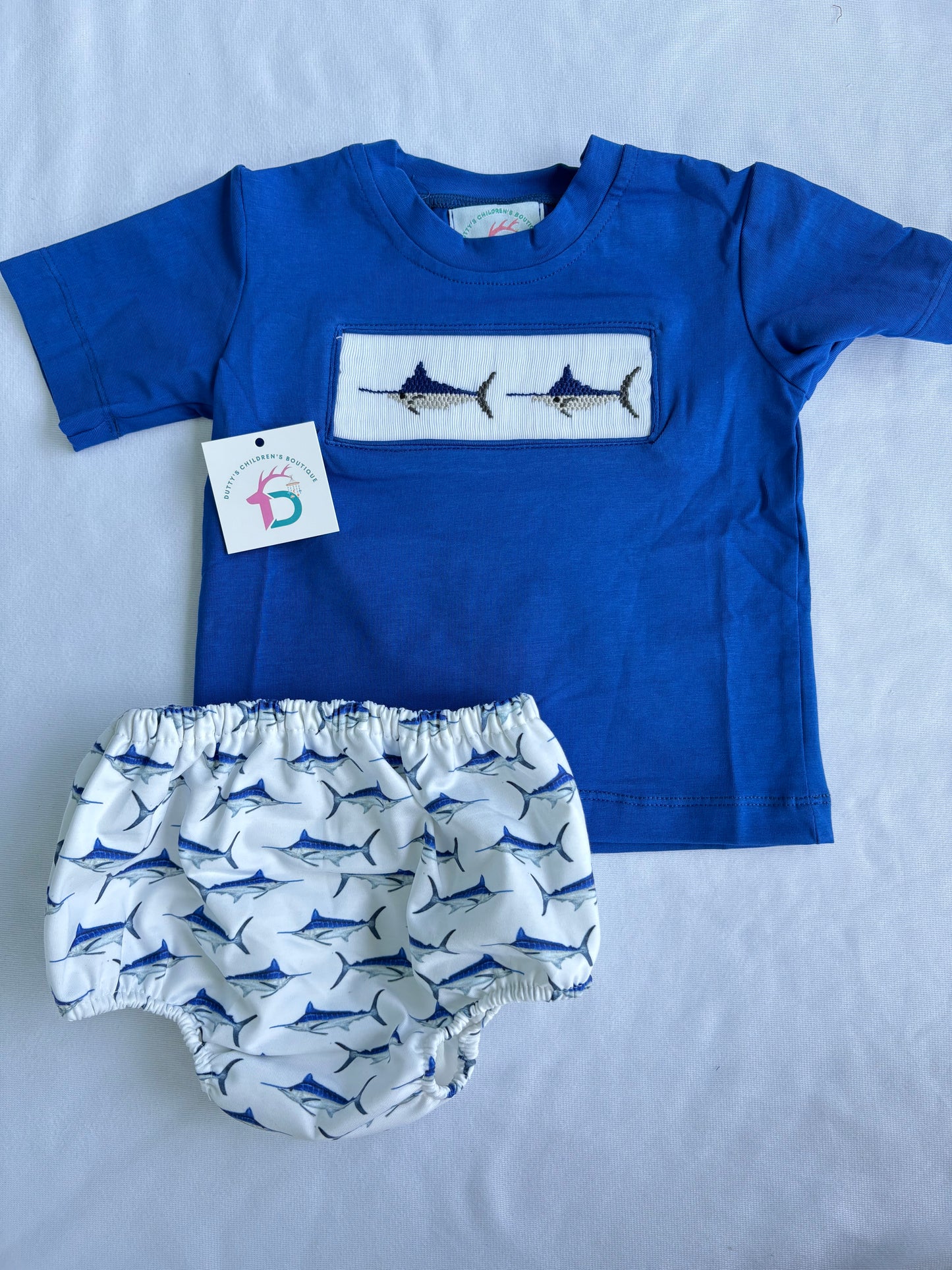 Smocked Marlin Diaper Set for Boys