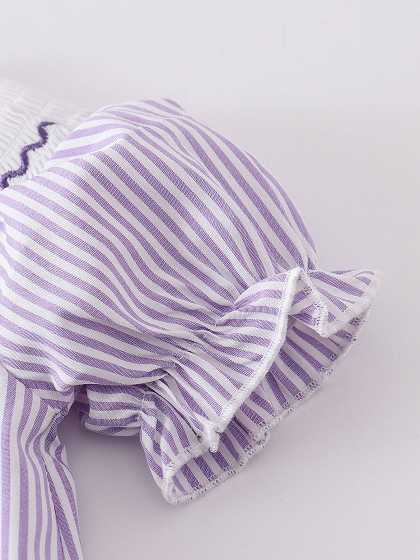 Blue Stripe Flowers Smocked Baby Set