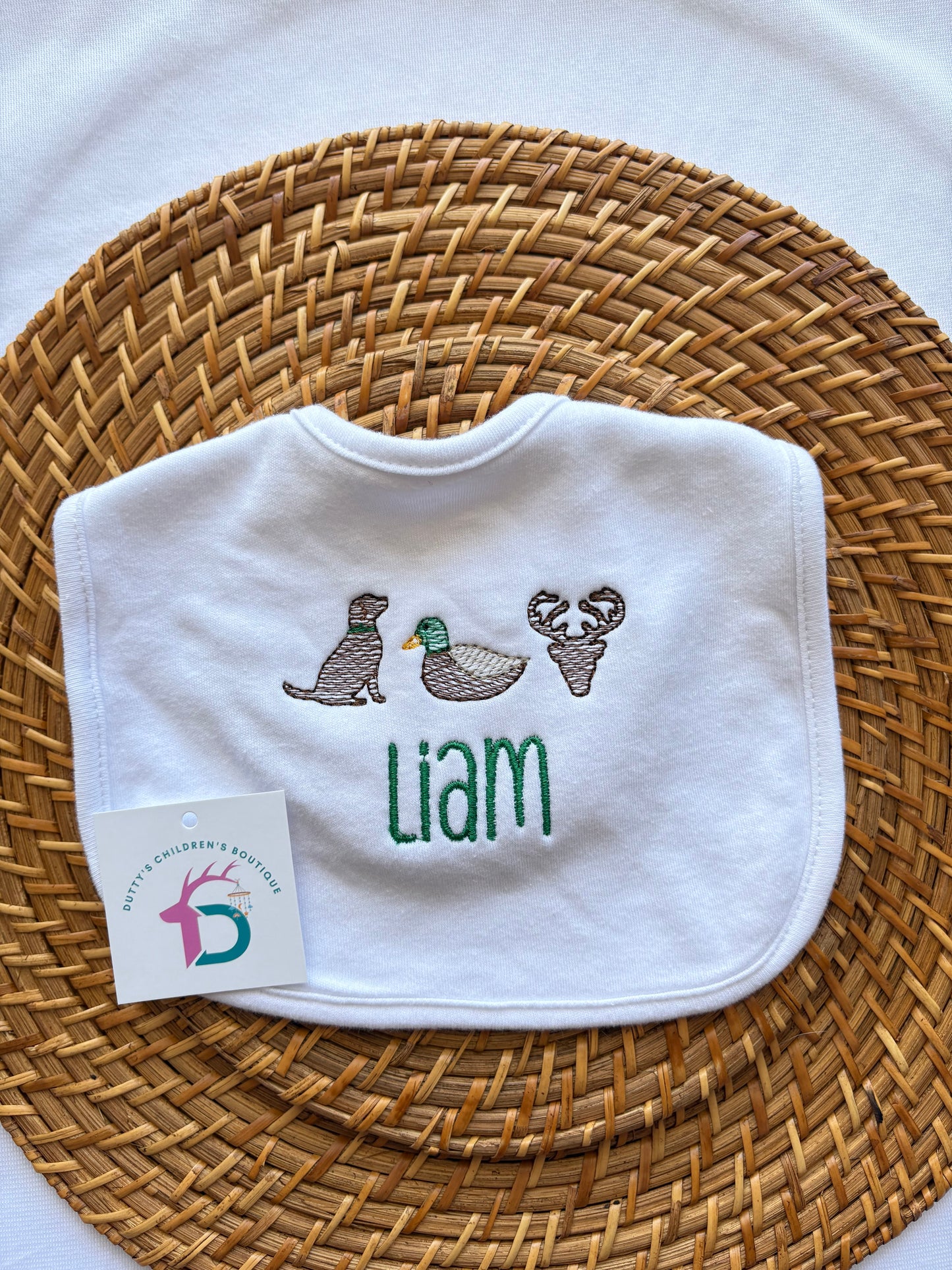 Dog, Duck, Deer Trio Bib