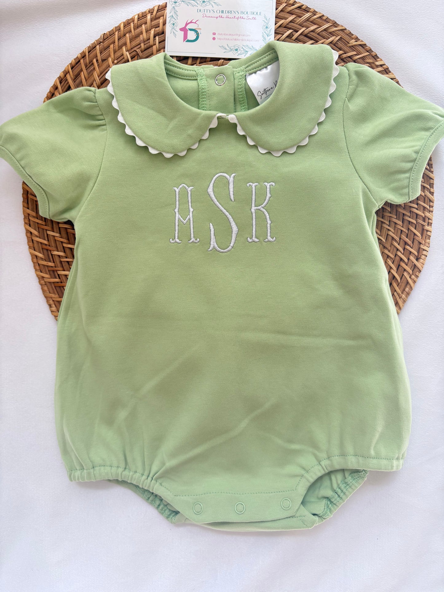 Scalloped Collared Piping - Light Green