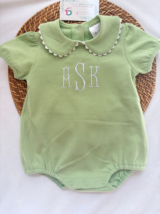 Scalloped Collared Piping - Light Green