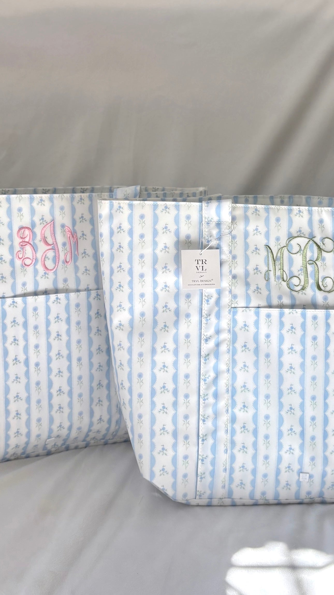 Custom Jumbo Tote - X-LARGE Ribbon Floral Blue or Pink