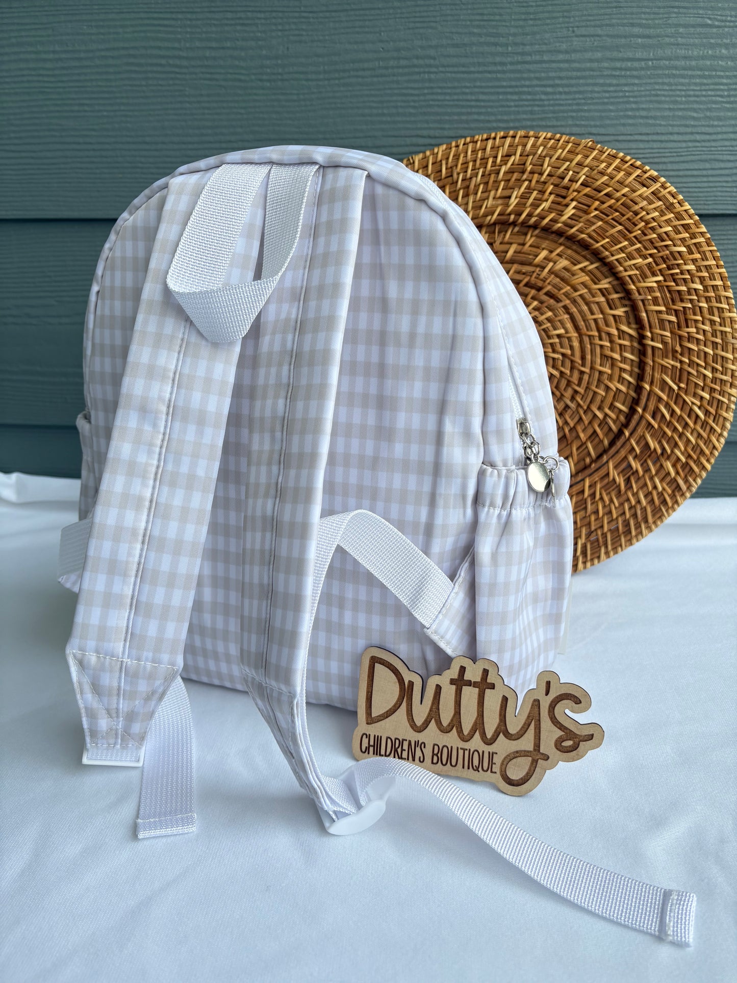 Custom Nylon Toddler Tan Gingham Bookbag
