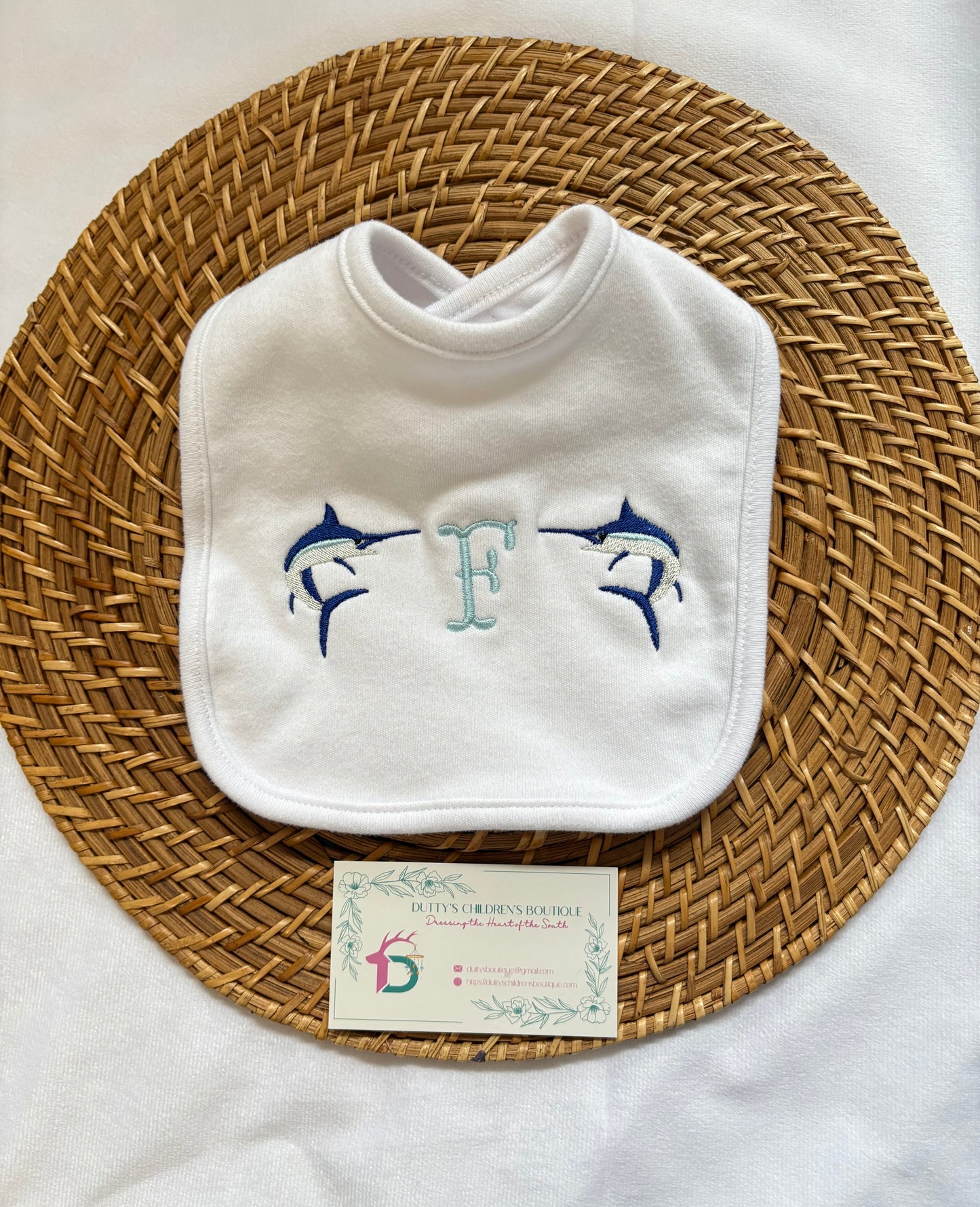 Monogrammed Marlin Bib