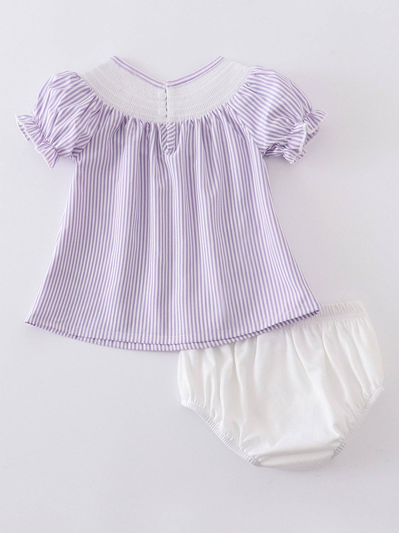 Blue Stripe Flowers Smocked Baby Set