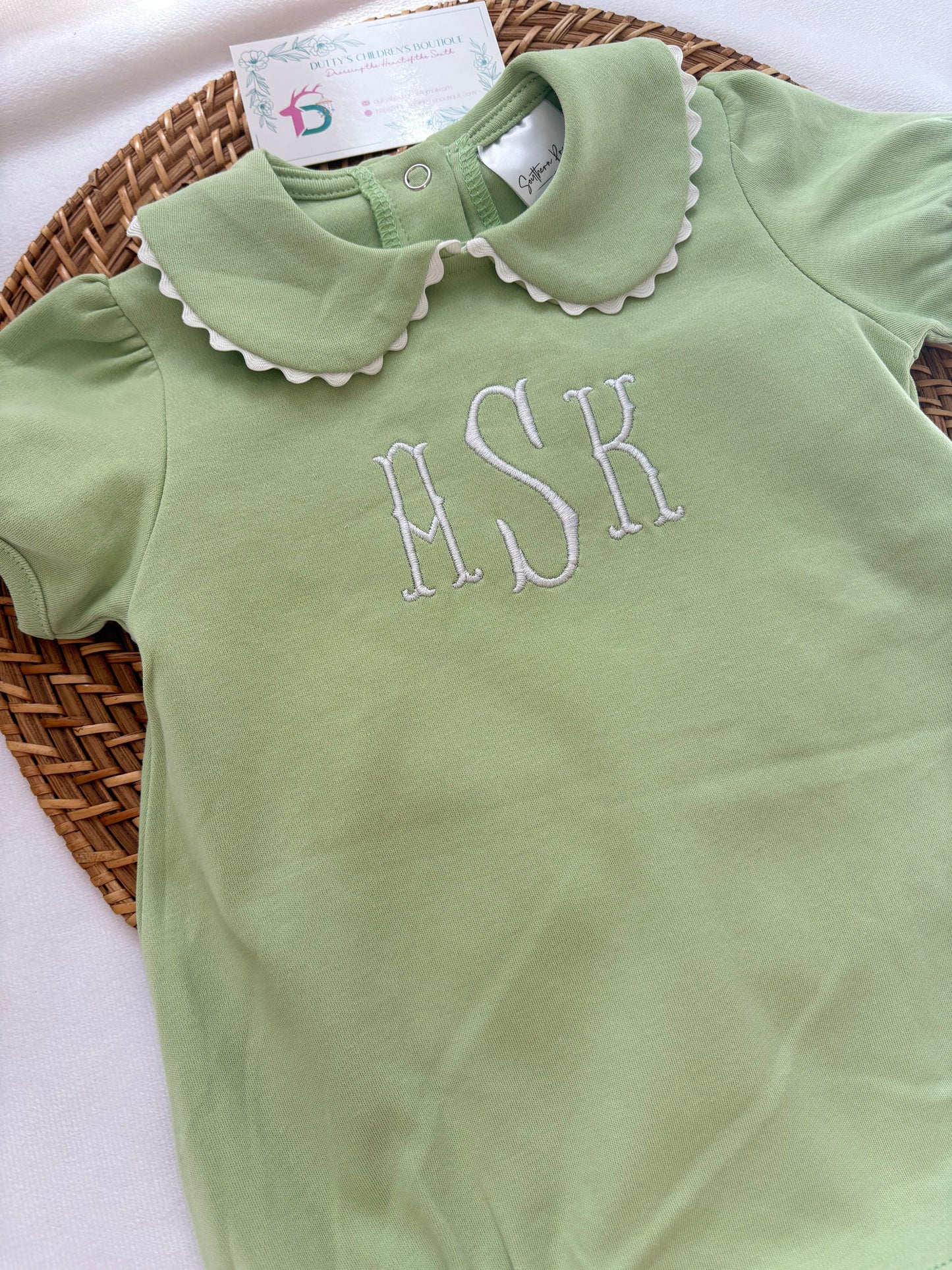 Scalloped Collared Piping - Light Green