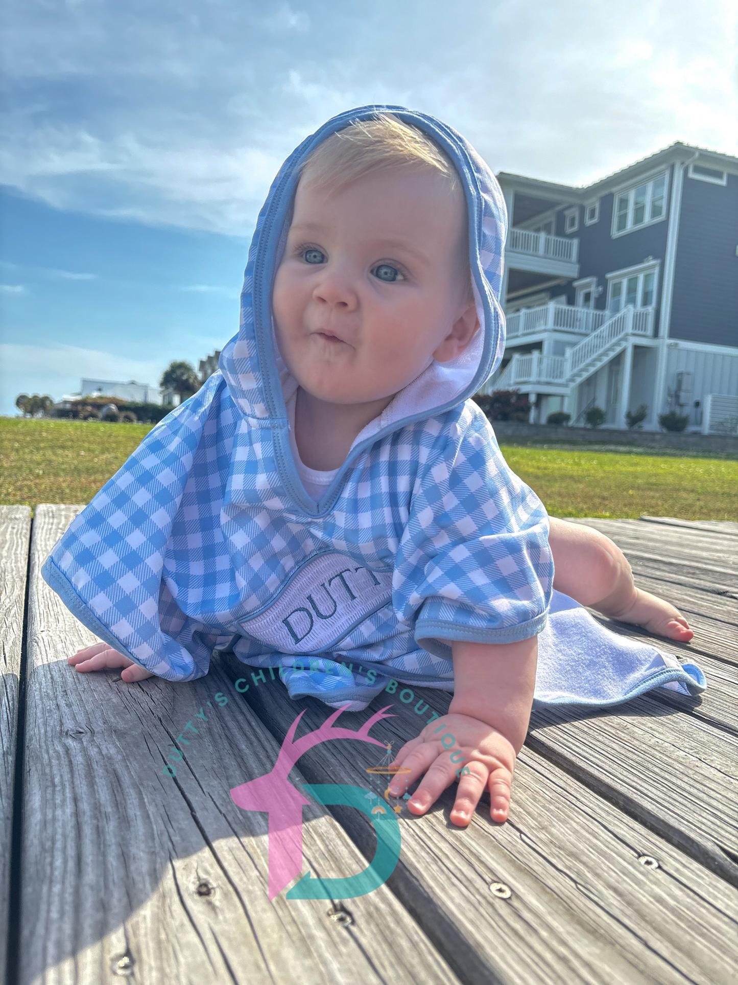 Custom Smocked Hooded Towel - Boys