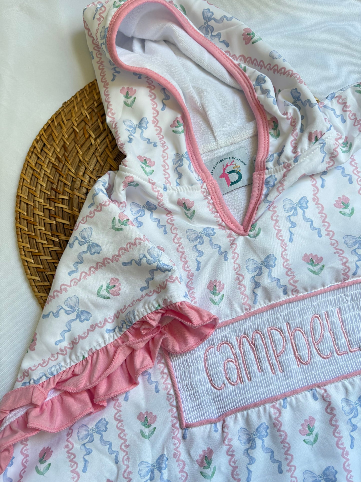 Custom Smocked Hooded Towel - Girls