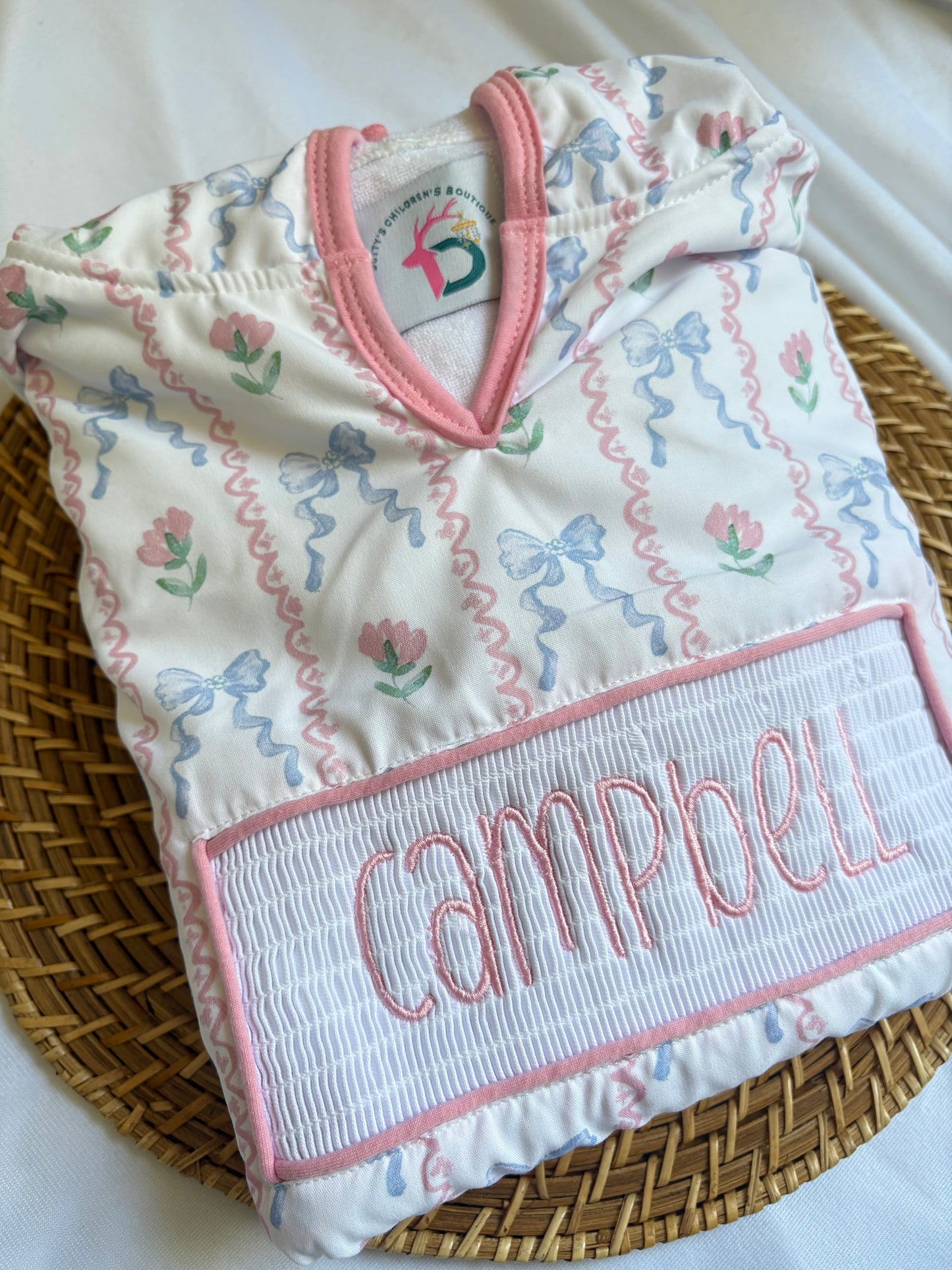 Custom Smocked Hooded Towel - Girls
