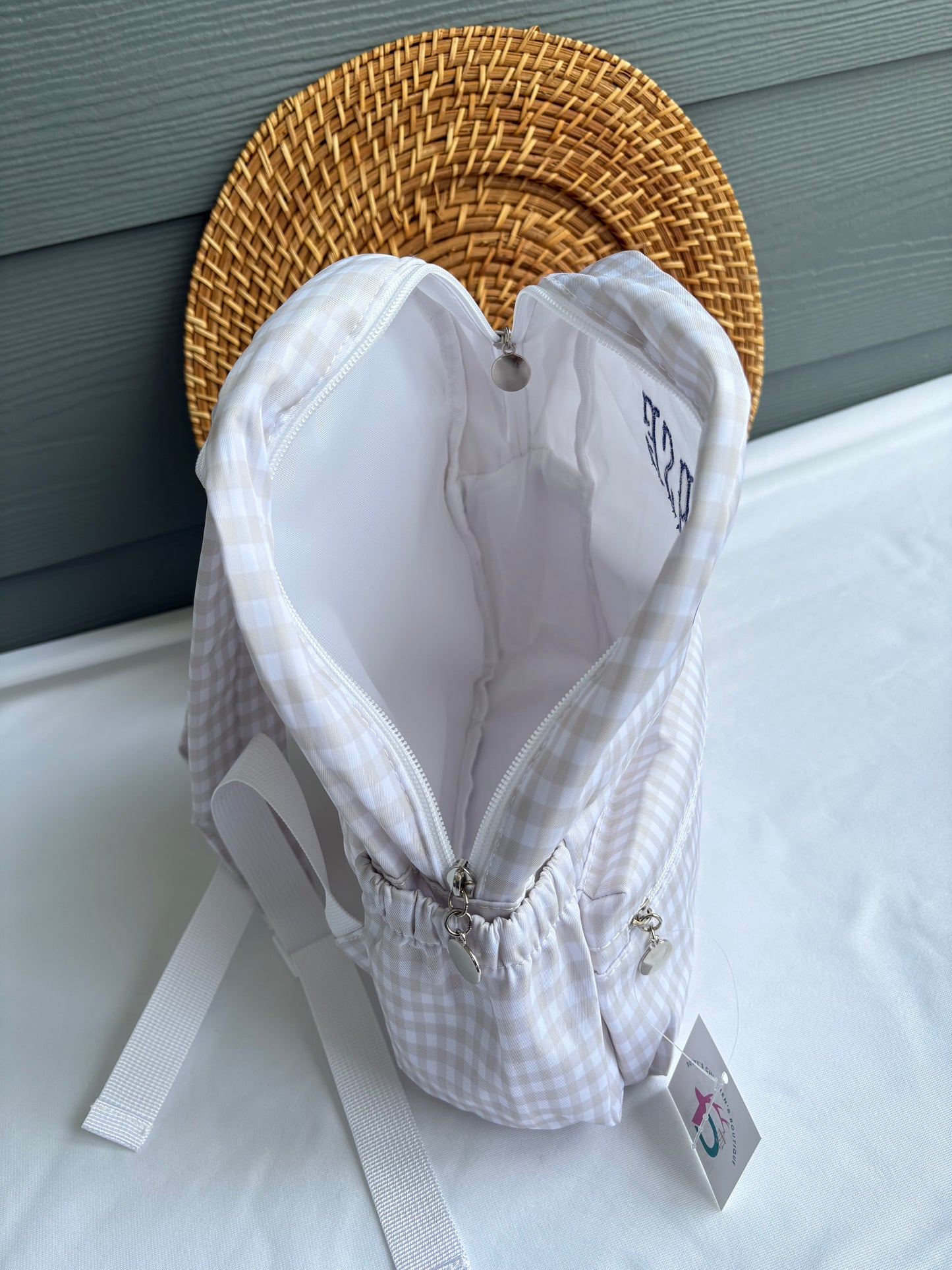 Custom Nylon Toddler Tan Gingham Bookbag