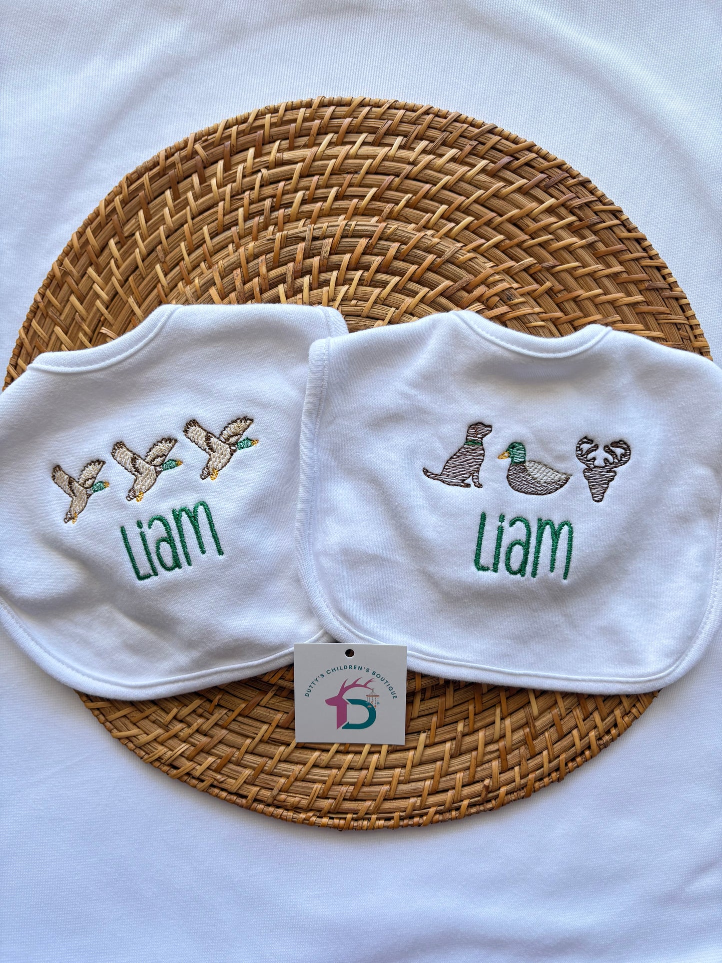Dog, Duck, Deer Trio Bib