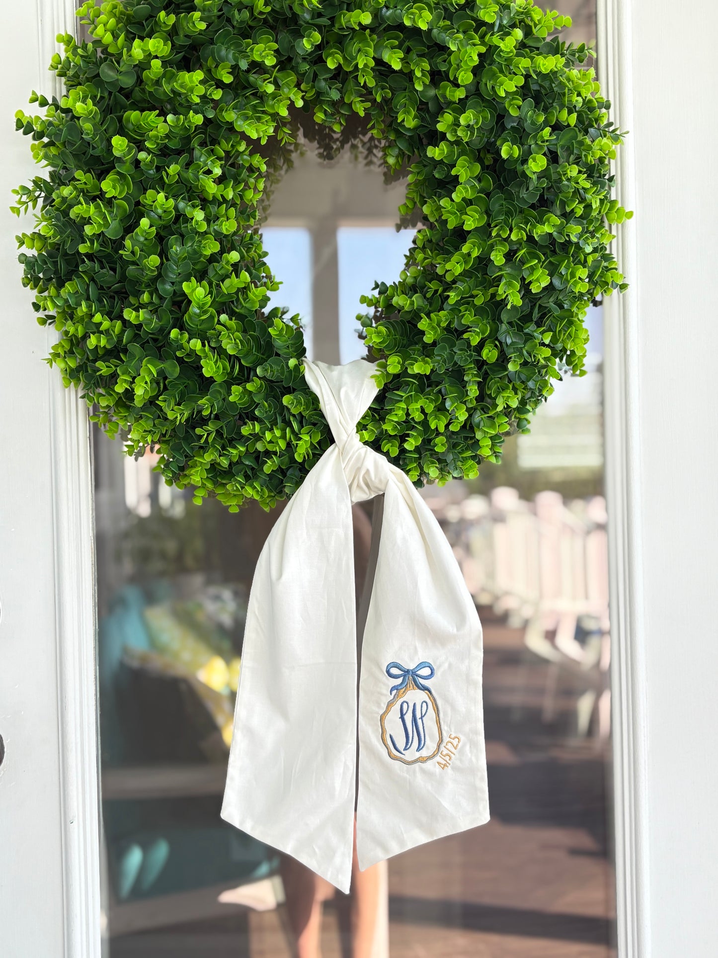 White Wreath Sash with Add Ons