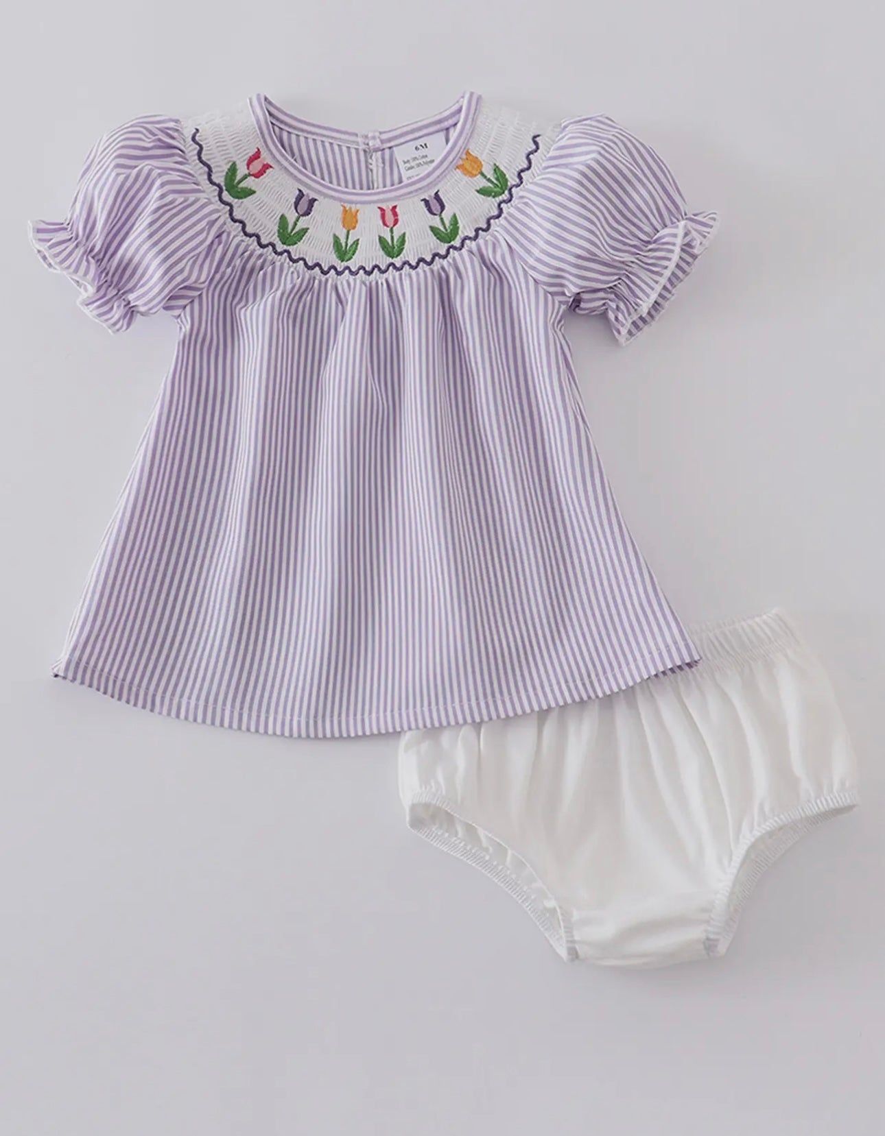 Machine Smocked Tulip Diaper Set