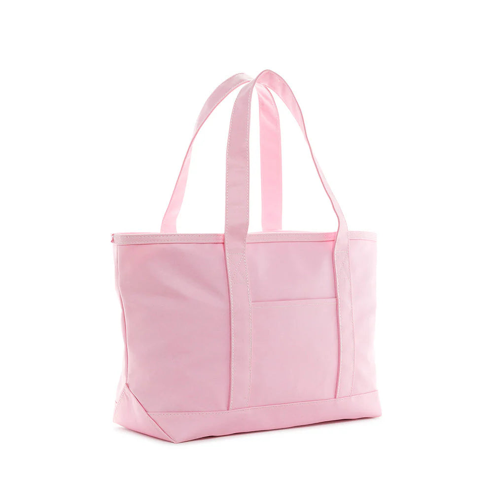 Custom Peony Medium Tote - Coated Canvas Natural With Gingham Pink Trim