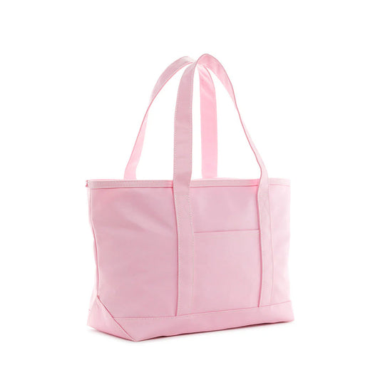 Custom Peony Medium Tote - Coated Canvas Natural With Gingham Pink Trim