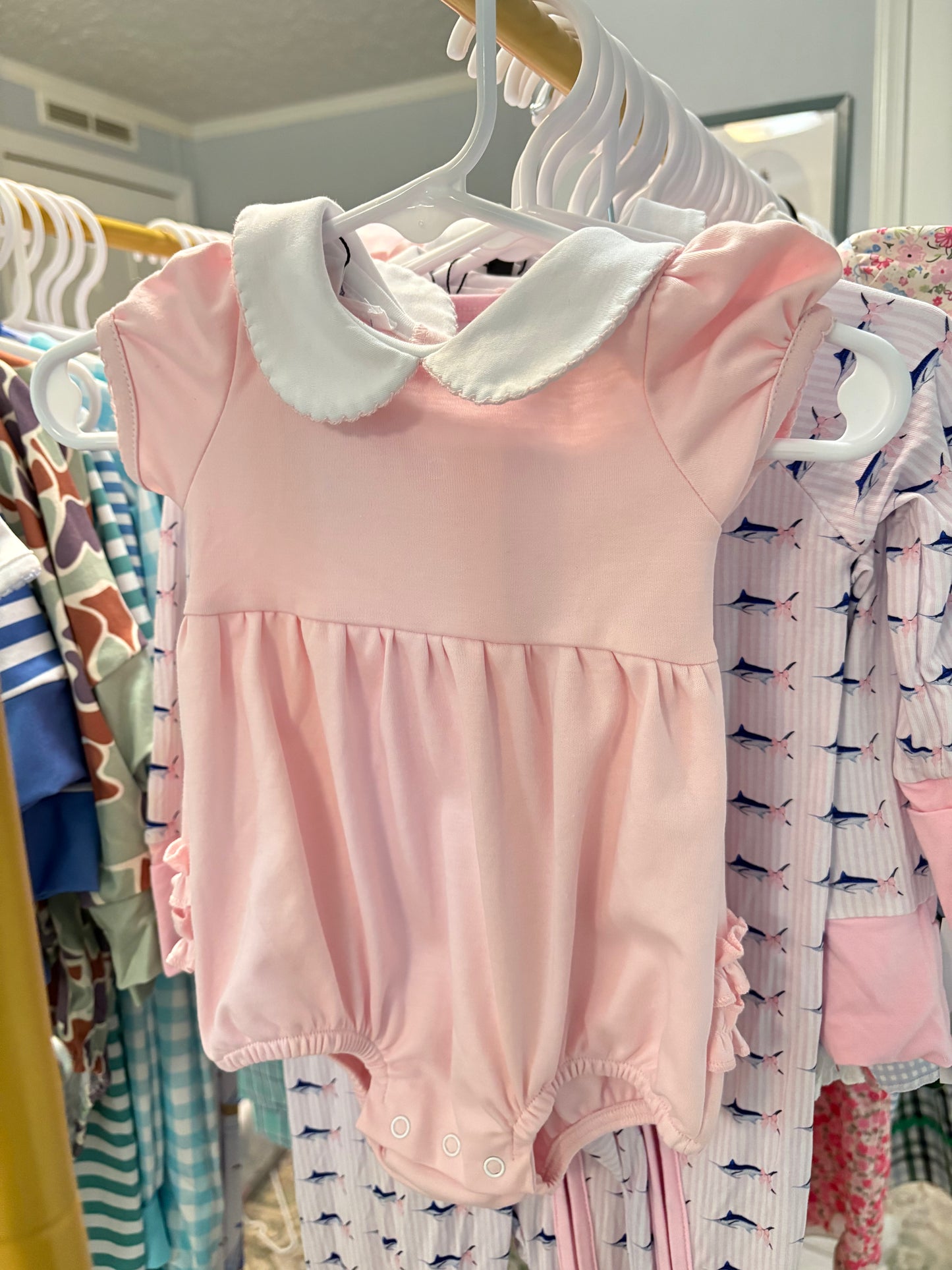 Essentials Solid Collared Ruffle Bubble - Pink
