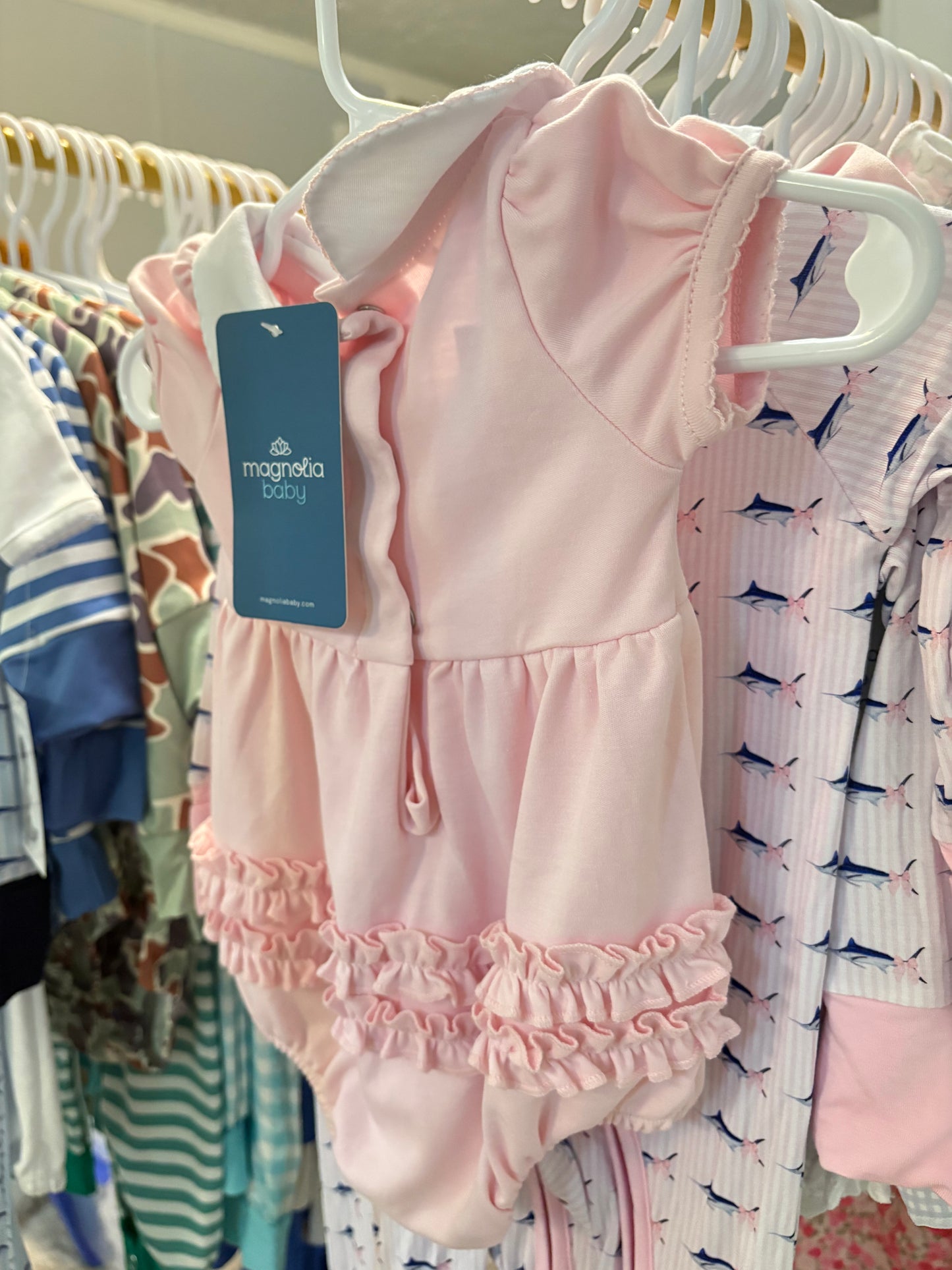 Essentials Solid Collared Ruffle Bubble - Pink