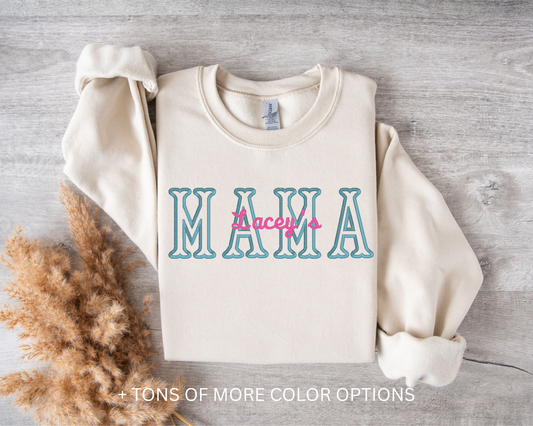 'Child's Name' MAMA - Gildan CREWNECK
