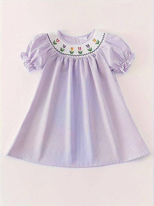 Tulip Breeze Striped Dress - Girls