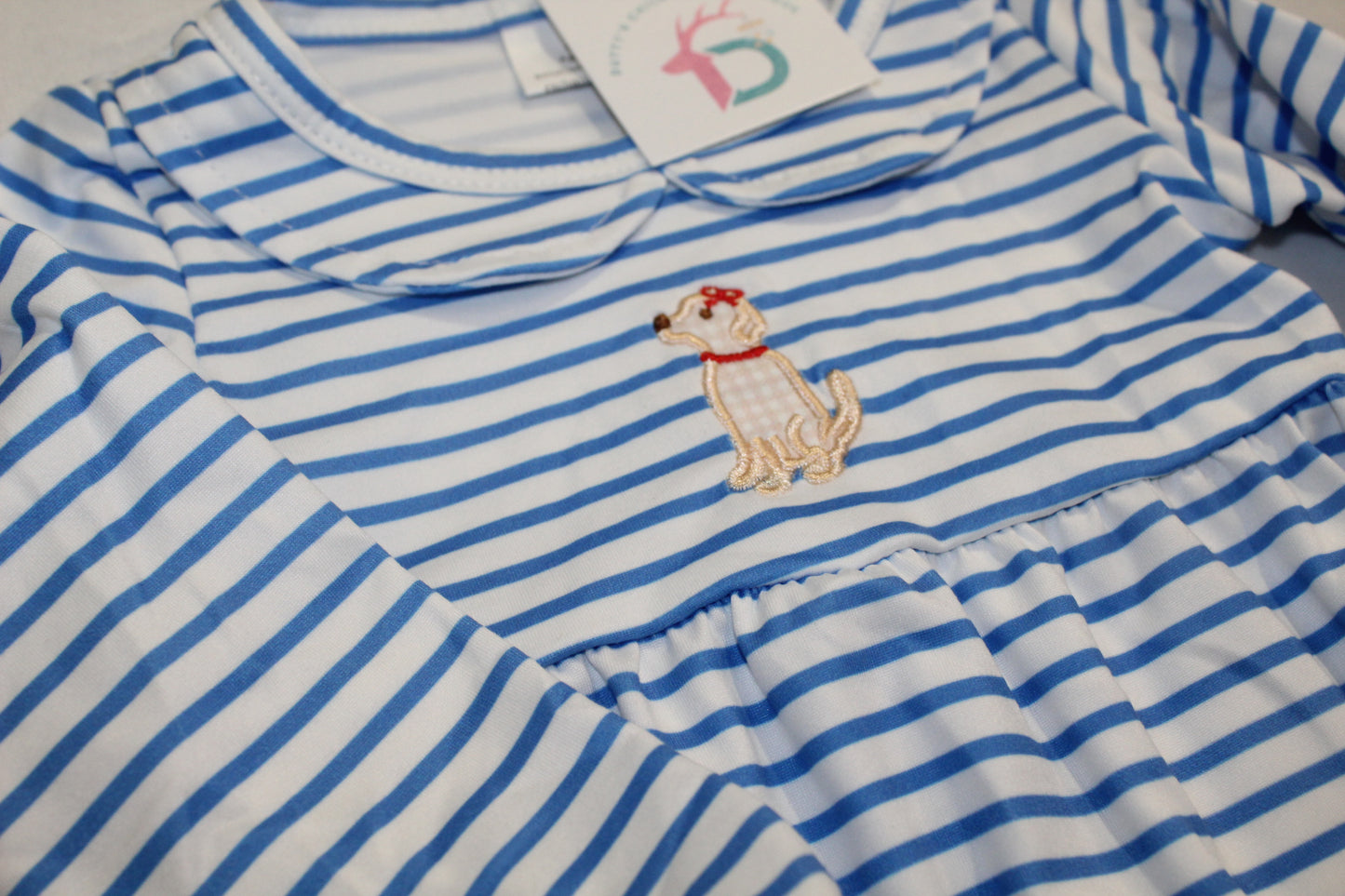 Puppy Stripe Play Romper - Girls