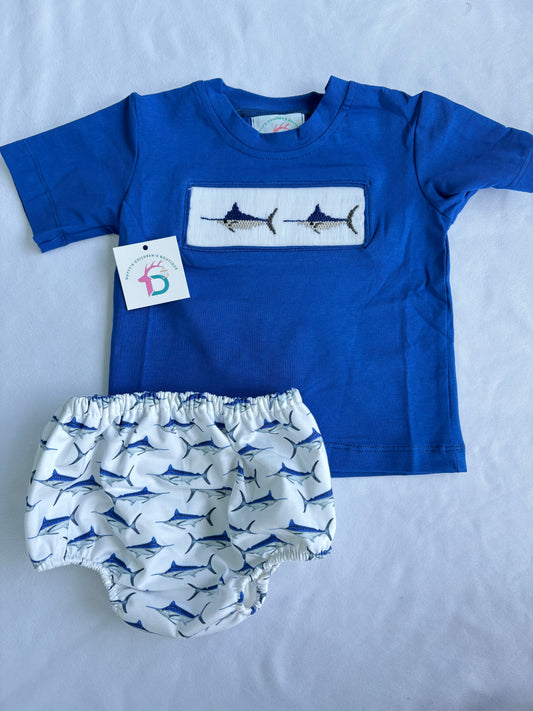 Smocked Marlin Diaper Set for Boys