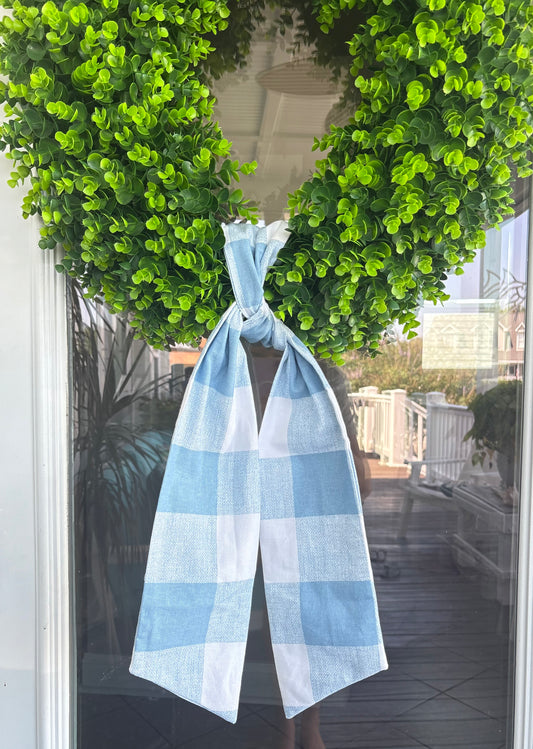 Blue Gingham Wreath Sash