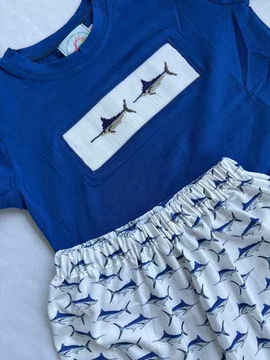 Smocked Marlin Short Set