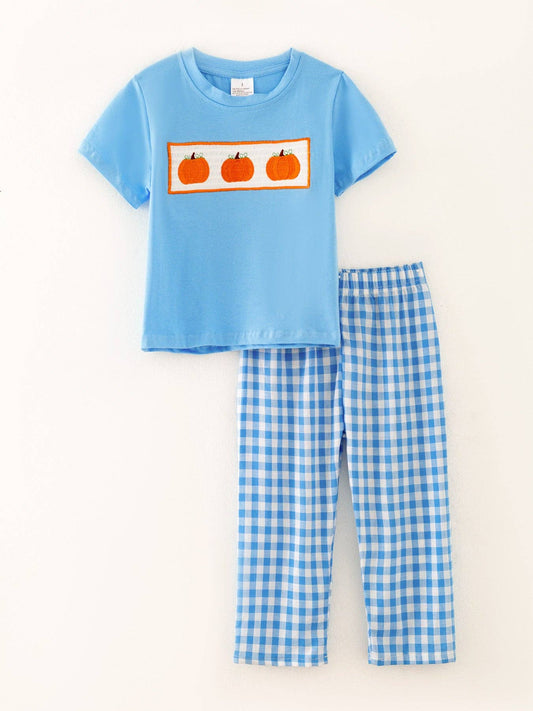 Pumpkin Patch Plaid Set - Boys