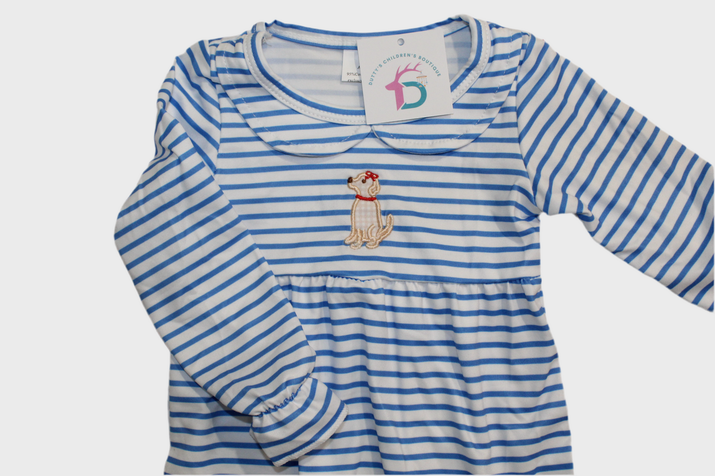 Puppy Stripe Play Romper - Girls