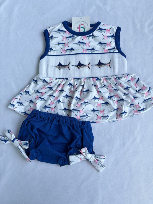 Smocked Marlin Diaper Set for Girls