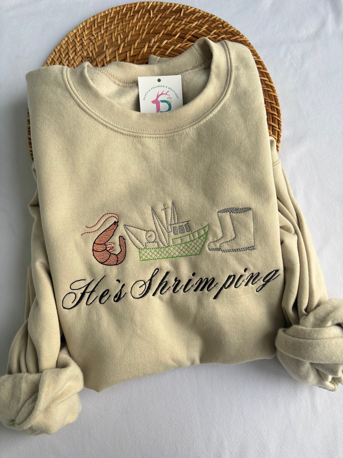 He’s Shrimping- Gildan CREWNECK