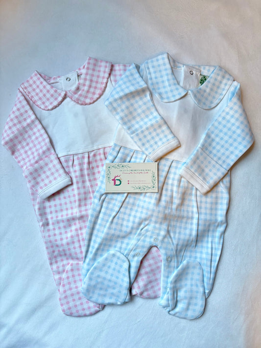 Newborn Gingham Boutique Style Footie