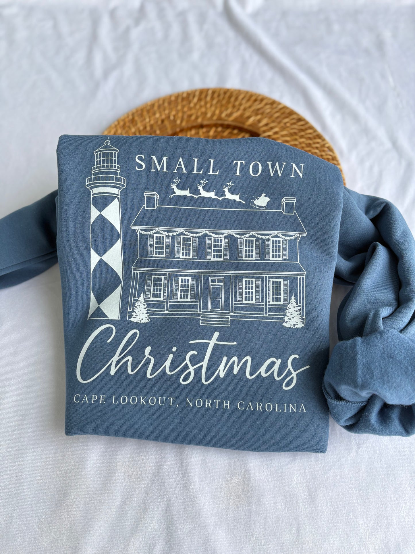 Ready to Ship – Cape Lookout Christmas Crewneck (Indigo Blue)