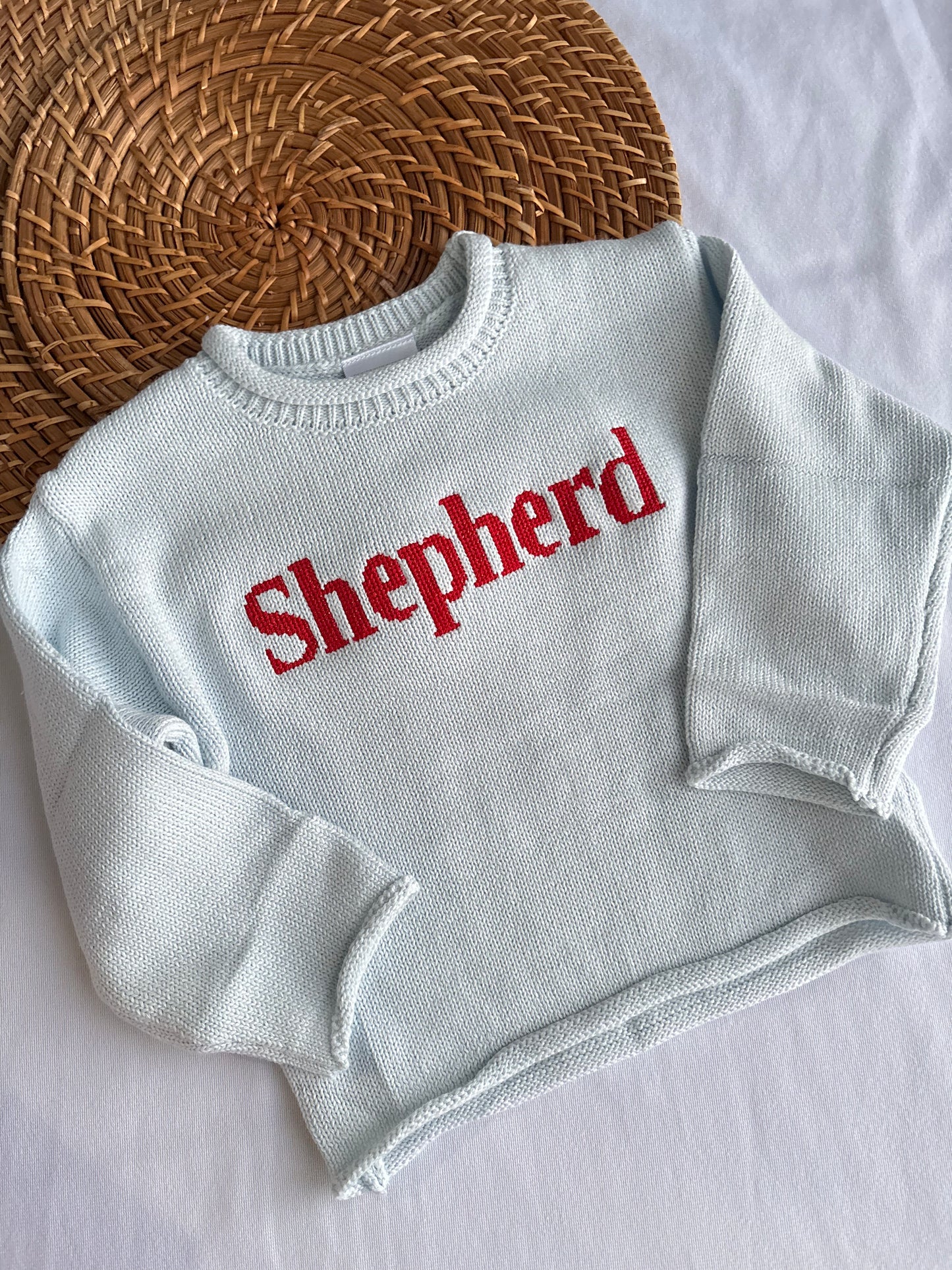 Custom Unisex Blue Roll-Neck Sweater