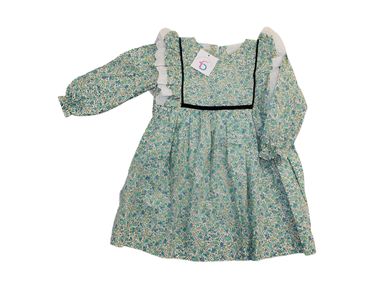 Green Floral Butterfly Chest Dress - Girls