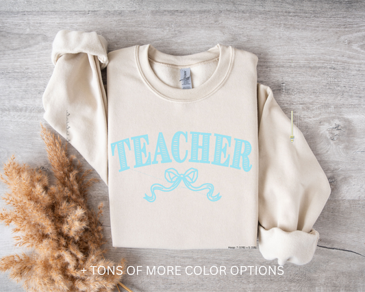 Teacher & Bow - Gildan CREWNECK