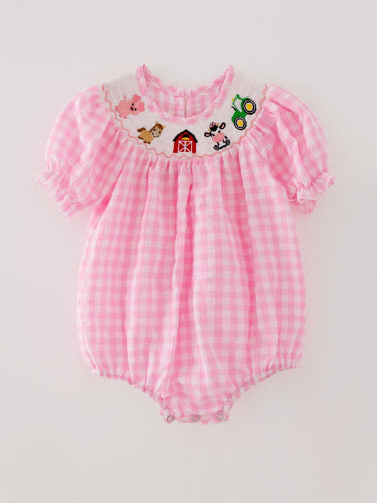 Pink Pastures Smocked Bodysuit